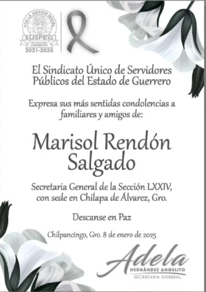 Murió por broncoaspiración Marisol Rendón, líder sindical del SUSPEG en ...