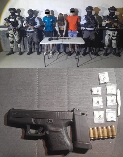 Detienen a cuatro personas con armas y droga en Monterrey