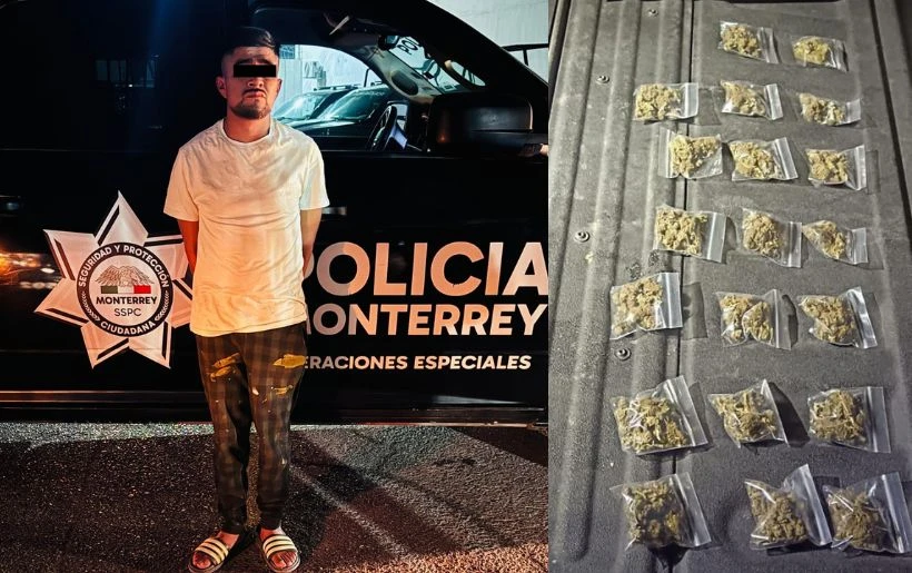 Detienen a dos hombres con droga en Monterrey