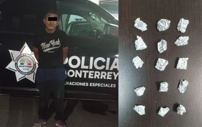 Detienen a dos hombres con droga en Monterrey