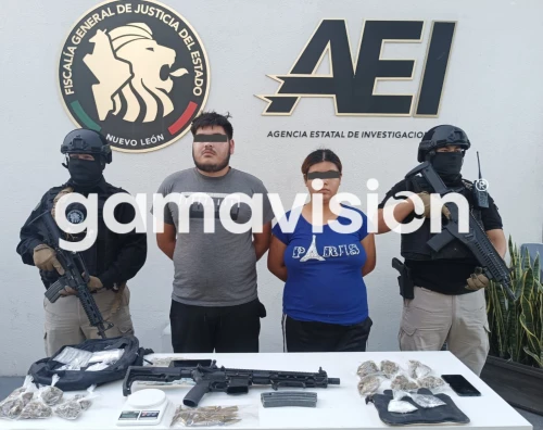 Detienen a una pareja con droga y arma en Escobedo