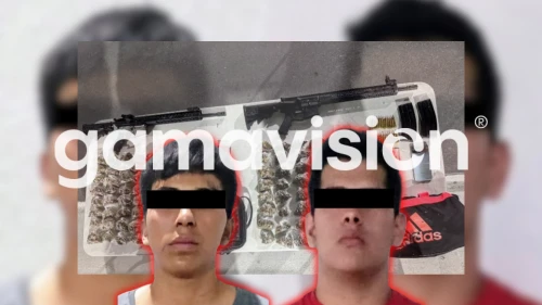 Detienen a dos jóvenes con armas y droga en Juárez, N.L.
