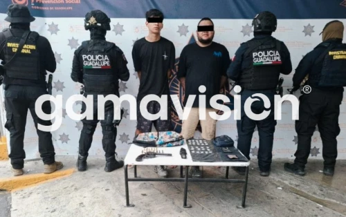 Detienen a dos hombres con armas y dosis de droga en Guadalupe